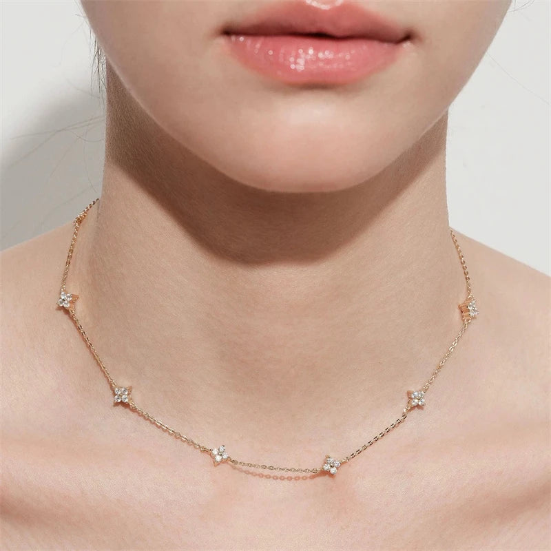 Flower crystal necklace
